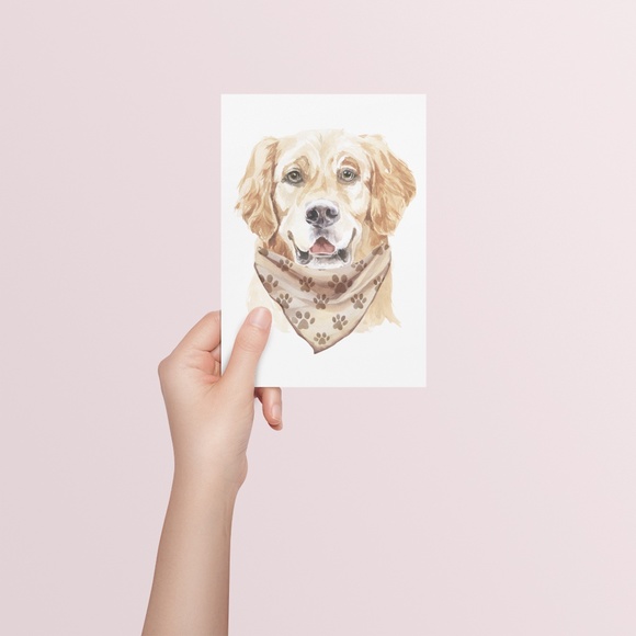 Watercolor Retriever Pet Dog Wall Art Illustration Print Poster Card Unframed - Picture 4 of 7